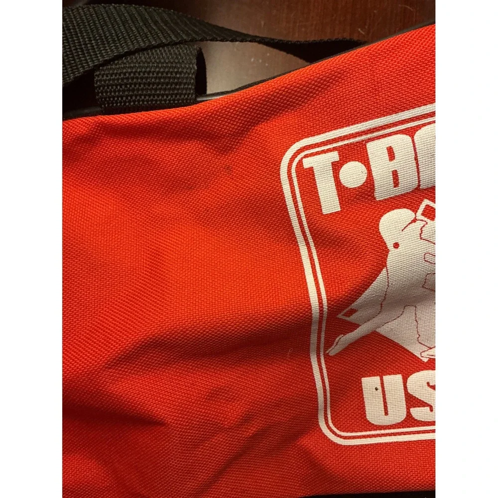 T-Ball USA Baseball Equipment Bag Red Black Canvas Duffel Youth Sports Gear Bag